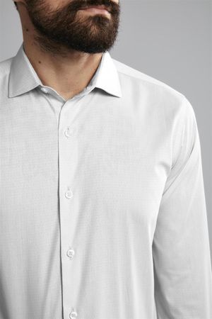 Camisa Manga Longa Social Comfort Fio Tinto - Cinza