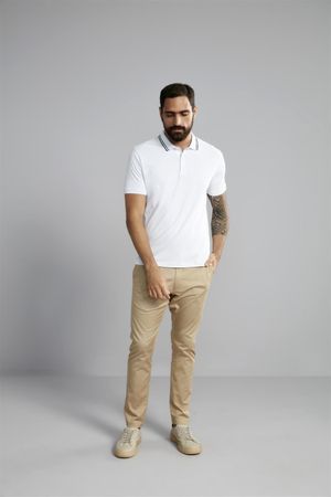 Polo Manga Curta Comfort Premium Malha - Branco