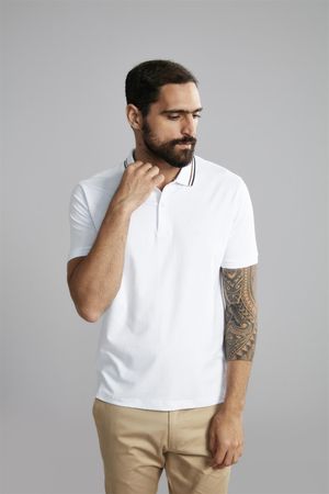 Polo Manga Curta Comfort Premium Malha - Branco
