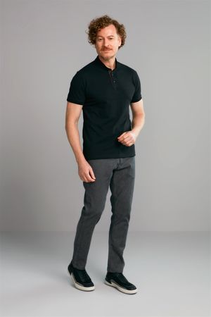 Polo Manga Curta Premium Piquet Slim Fit - Preto