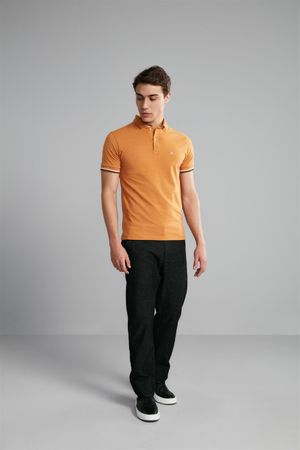 Polo Manga Curta Premium Slim Fit - Marrom Caramelo