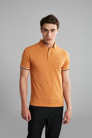 Polo Manga Curta Premium Slim Fit - Marrom Caramelo