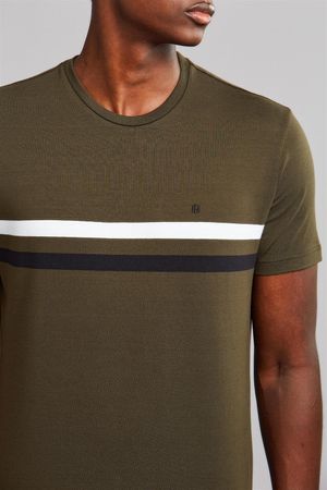 Camiseta Manga Curta Malha Slim Fit - Verde / Preto
