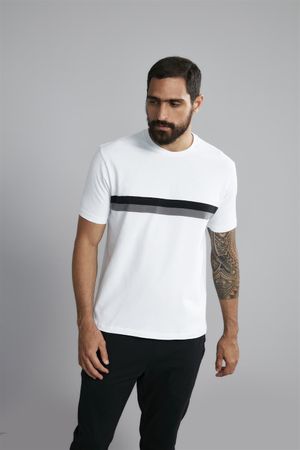 Camiseta Manga Curta Comfort Malha - Branco / Preto