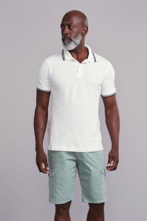 Polo Manga Curta Piquet Básica Slim Fit - Branco