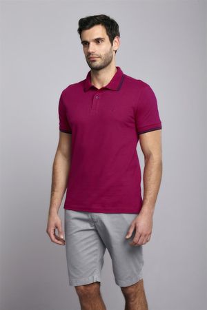 Polo Manga Curta Piquet Básica Slim Fit - Rosa Sagu