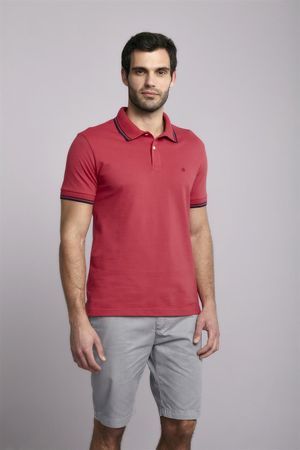 Polo Manga Curta Piquet Básica Slim Fit - Vermelho