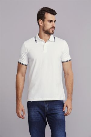Polo Manga Curta Malha Básica Slim Fit - Branco