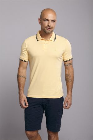 Polo Manga Curta Malha Básica Slim Fit -  Amarelo