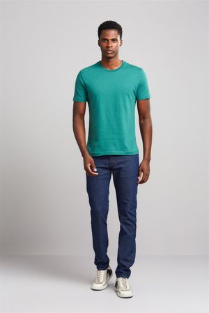 Camiseta Manga Curta Malha Básica Slim Fit - Verde Alamo