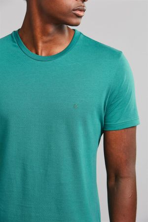 Camiseta Manga Curta Malha Básica Slim Fit - Verde Alamo