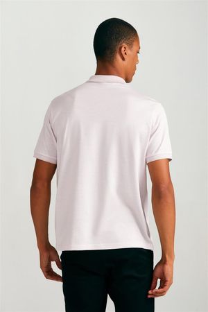 Polo Manga Curta Comfort Pima - Lilás / Branco
