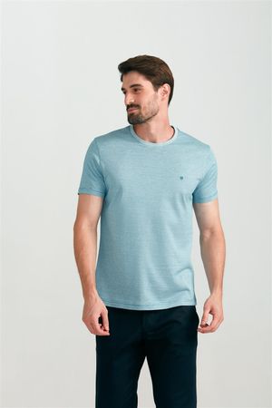 Camiseta Manga Curta Pima Slim Fit - Azul Royal / Bege Creme