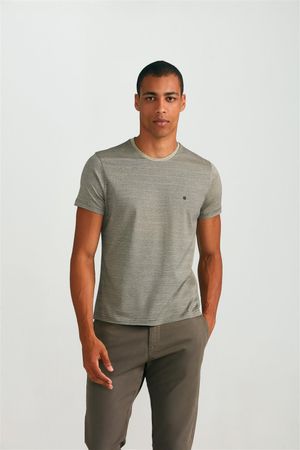 Camiseta Manga Curta Pima Slim Fit - Azul Marinho / Amarelo