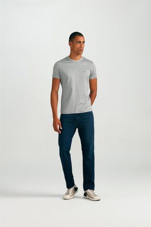 Camiseta Manga Curta Pima Slim Fit - Cinza Chumbo / Bege Creme