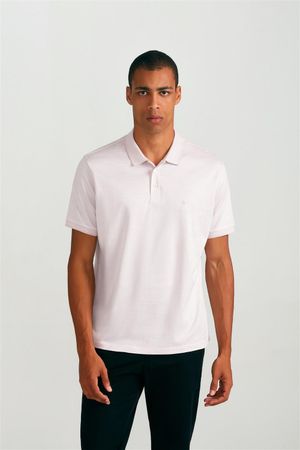 Polo Manga Curta Comfort Pima - Lilás / Branco