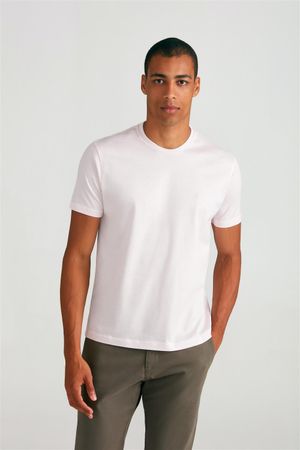 Camiseta Manga Curta Comfort Pima - Rosa / Branco