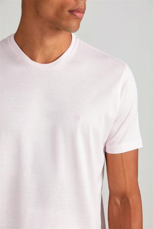 Camiseta Manga Curta Comfort Pima - Rosa / Branco