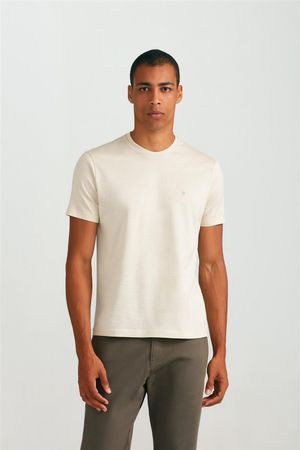 Camiseta Manga Curta Comfort Pima - Bege Areia / Bege Creme