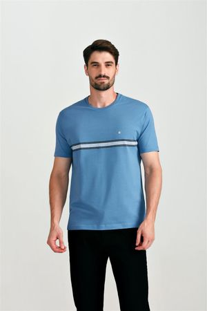 Camiseta Manga Curta Comfort Malha - Azul / Azul Marinho