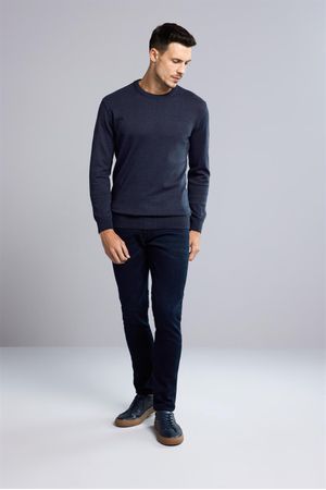 Tricot Básico Gola Careca -  Azul Marinho