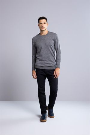 Tricot Básico Gola Careca - Cinza