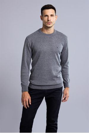 Tricot Básico Gola Careca - Cinza