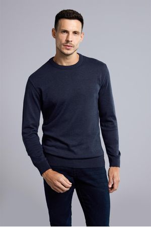 Tricot Básico Gola Careca -  Azul Marinho