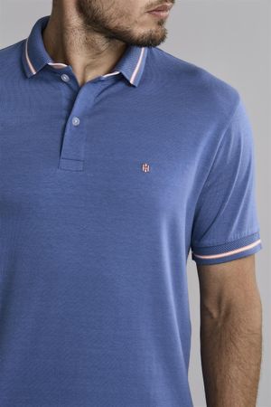 Polo Manga Curta Comfort Malha - Azul Carbono