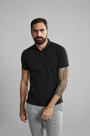 Polo Manga Curta Premium Malha Slim Fit - Preto
