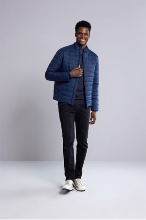 Jaqueta Puffer com Zíper - Azul Marinho