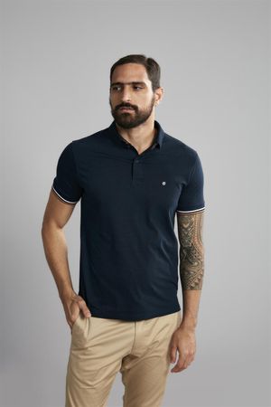 Polo Manga Curta Premium Slim Fit - Azul Marinho