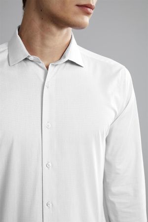 Camisa Manga Longa Social Comfort Fio Tinto - Branco