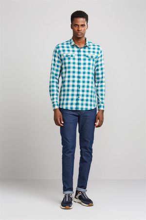 Camisa Manga Longa com Bolso Comfort Xadrez - Verde