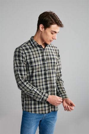Camisa Manga Longa Xadrez Slim Fit - Preto