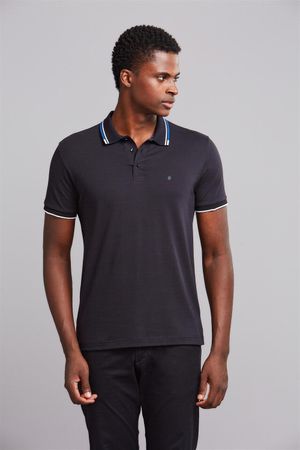 Polo Manga Curta Premium Malha Slim Fit - Preto