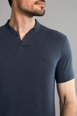 Polo Manga Curta Premium Malha Slim Fit - Cinza Grafite