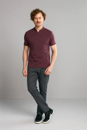 Polo Manga Curta Premium Malha Slim Fit - Vinho