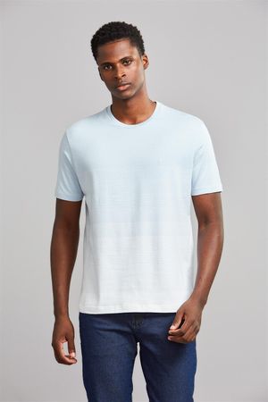 Camiseta Manga Curta Comfort Malha -  Azul Ceu / Branco