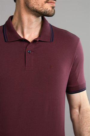 Polo Manga Curta Malha Básica Slim Fit - Vinho