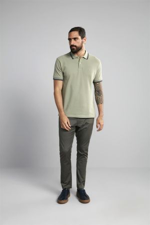 Polo Manga Curta Piquet Básica Slim Fit - Verde