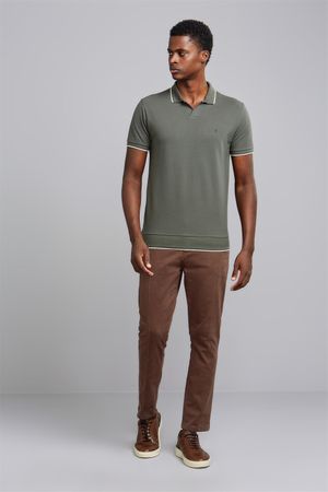 Polo Manga Curta Premium Piquet Slim Fit - Verde Escuro