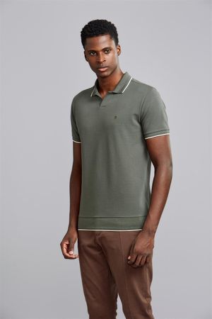 Polo Manga Curta Premium Piquet Slim Fit - Verde Escuro