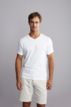 Camiseta Manga Curta Básica Malha Slim Fit - Branco
