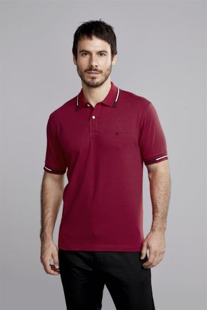 Polo Manga Curta Comfort Malha - Vermelho Rubi