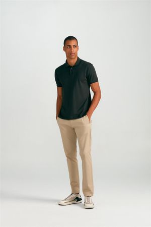 Polo Manga Curta Pima Slim Fit - Azul Marinho / Verde Azeitona