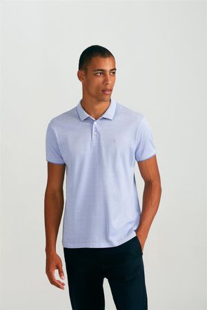 Polo Manga Curta Pima Slim Fit - Lilás Alfazema / Branco