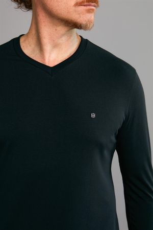 Camiseta Manga Longa Premium Malha Slim Fit - Preto