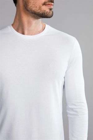 Camiseta Manga Longa Premium Malha Slim Fit - Branco