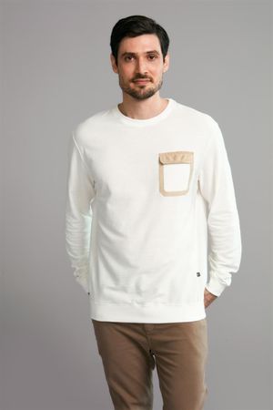 Camiseta Manga Longa Gola Careca Slim Fit - Off White